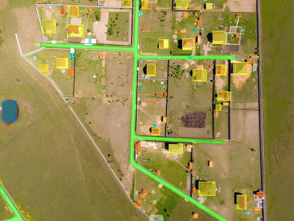 Пример разметки домов и местности с аэрофотоснимка
